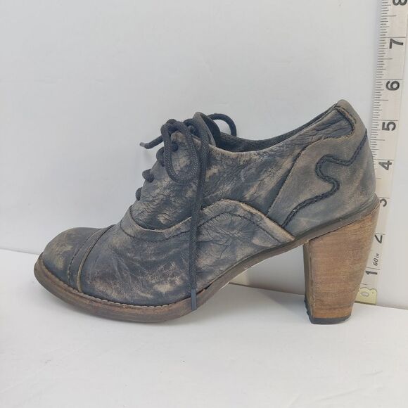 Feud britannia 'Learner' Lace Up Leather Ankle Booties w/ Stacked Heels Sz 6 - Picture 12 of 16